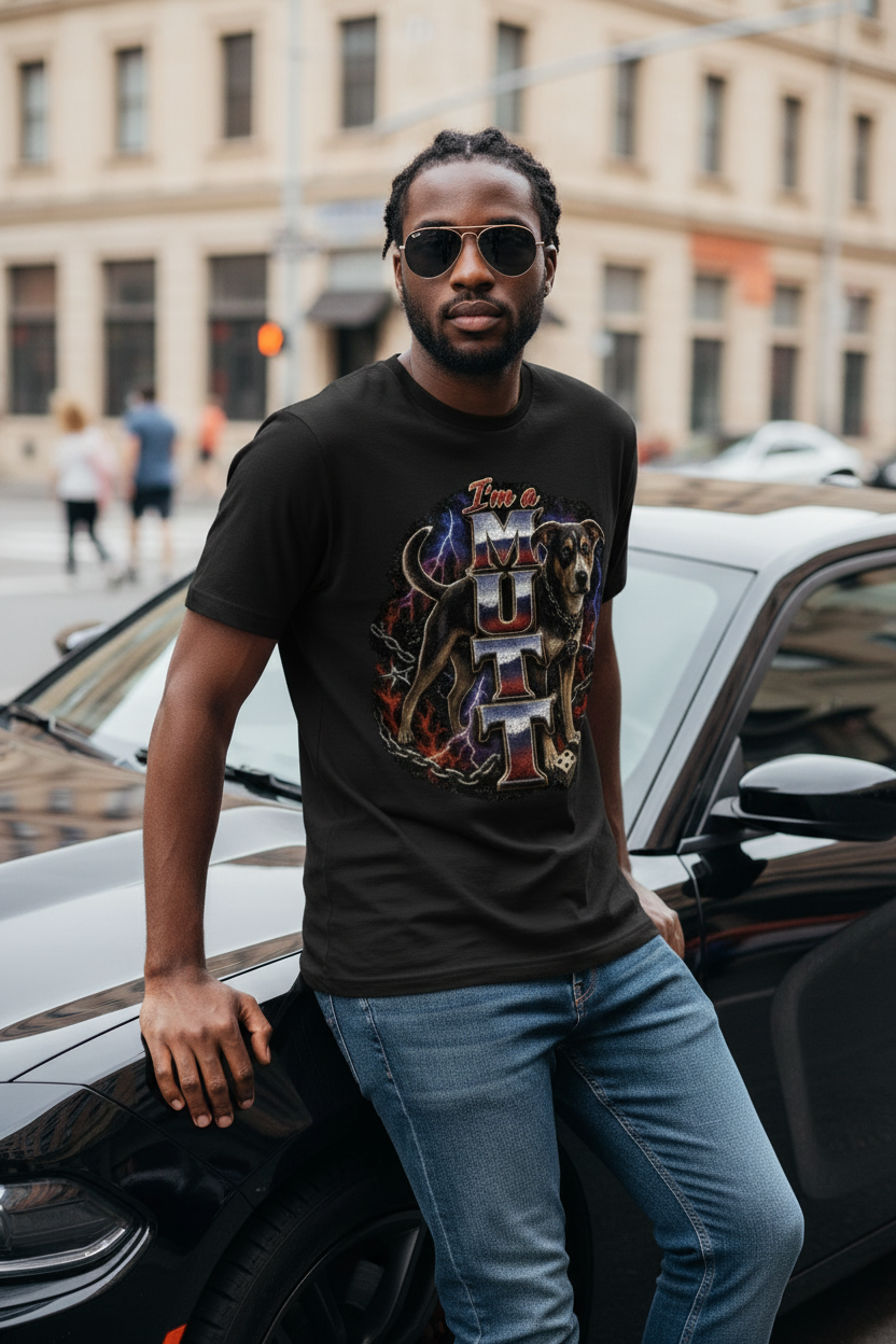 Model Leaning on Dodge Charger - I'm a MUTT Tee